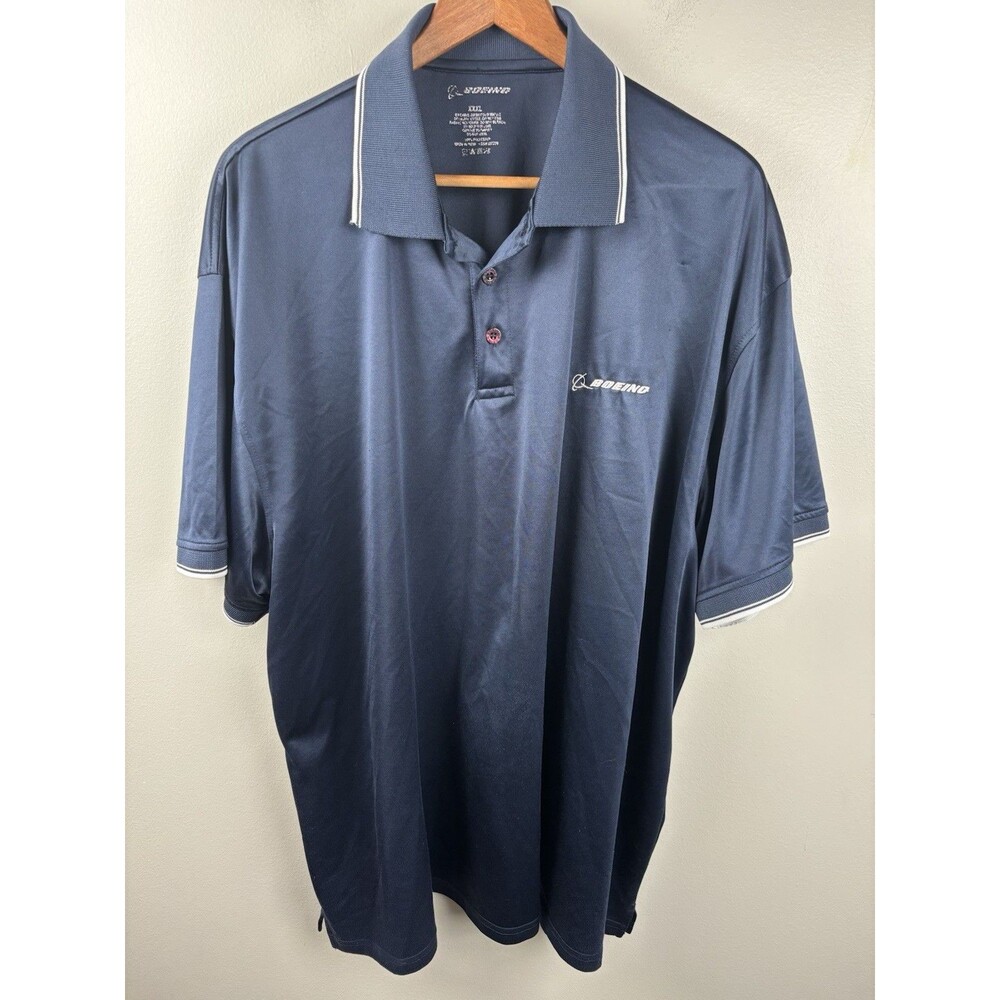 Boeing Polo Shirt Mens 3XL Navy Performance Golf Logo Short Sleeve Casual